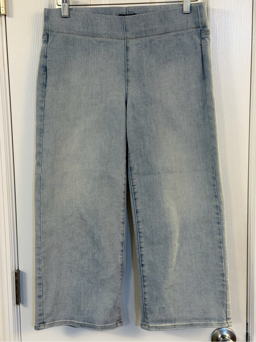 NYDJ Lift Tuck Pull On Wide Leg Crop Jeans Light Wash Size 4